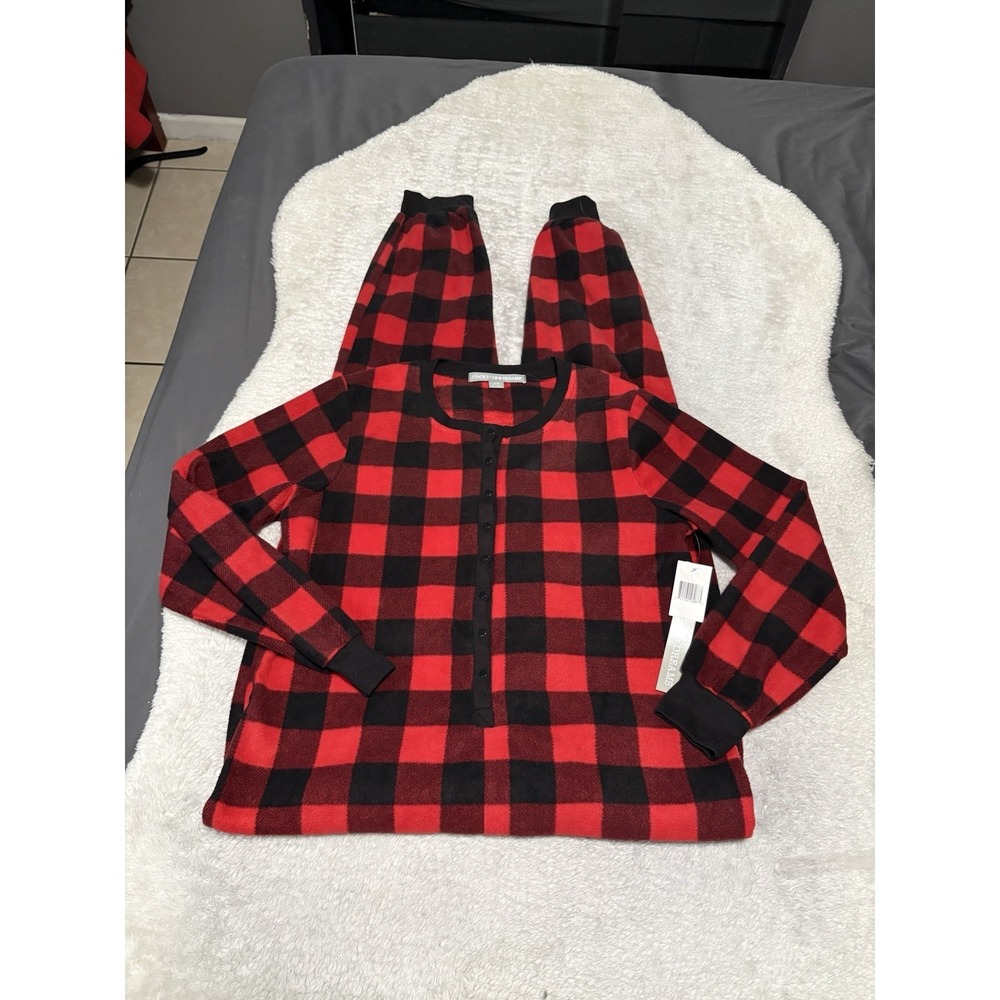 New Peace Love & Dreams Women's Buffalo Red Plaid One Piece Pajama Size Medium‎